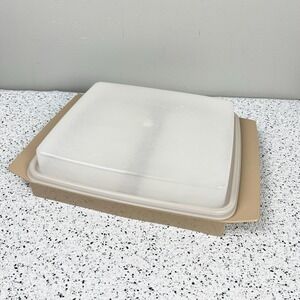 Tupperware Deviled Egg‎ Keeper Carrier Storage Tan Vintage USA 4 pc Trays & Lid